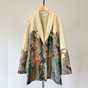 GRAVER Susan Graver Regular Printed Suede Shawl Collar Jacket SIZE:1X